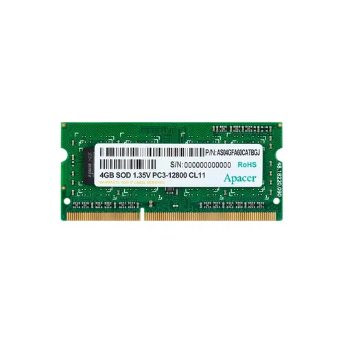 Памет, Apacer 4GB Notebook Memory - DDR3 SODIMM 512x 8, Low Voltage 1.35V PC12800 @ 1600MHz