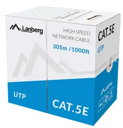 Кабел, Lanberg LAN cable UTP CAT.5E 305m solid CCA, grey
