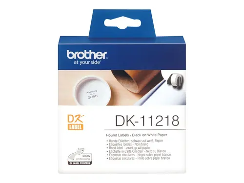 Консуматив, Brother DK-11218 Round Paper 1" label 24mm x 24mm x 1000 (Black on White)