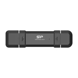 Silicon Power 250GB DS72 Dual USB-C/USB 3.2 Gen 2, Portable External SSD, Steam Deck and iPhone 15 Pro, R/W: up to 1050MB/s; 850MB/s, Black