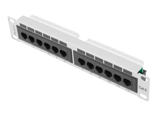 Пач панел, Lanberg patch panel 12port 1U 10" CAT.6, grey