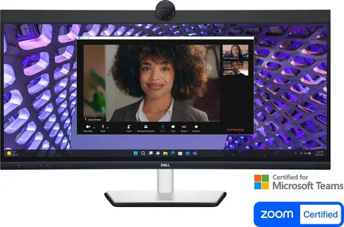 Монитор, Dell P3424WEB, 34" Curved Video Conferencing, WQHD AG, IPS, 21:9, 5ms, 1000:1, 300 cd/m2, (3440x1440 ), 99% sRGB, HDMI, DP, USB-C, USB 3.2 hub, RJ45, ComfortView Plus, Height Adjustable, Swivel, Tilt, Black