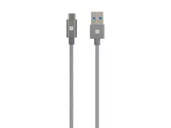 Кабел Skross, USB-A - USB-C, Метална оплетка, 1.20 м, Сив