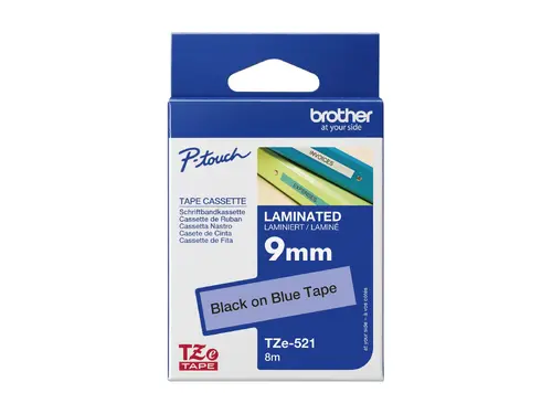 Консуматив, Brother TZe-521 Tape Black on Blue, Laminated, 9mm, 8m - Eco