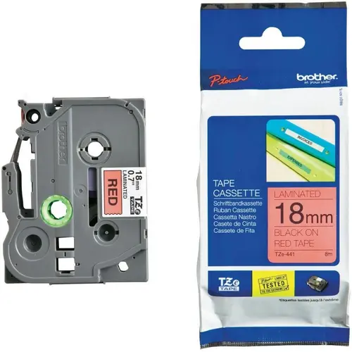 Консуматив, Brother TZe-441 Tape Black on Red, Laminated, 18mm, 8 m - Eco
