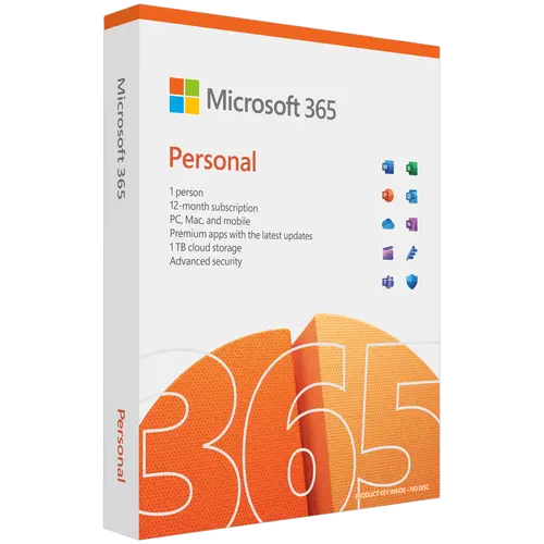 Програмен продукт, Microsoft 365 Personal English EuroZone 1 License Medialess P10 1 Year Subscription