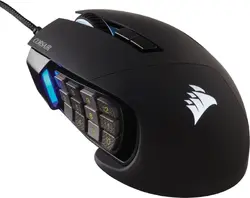 CORSAIR SCIMITAR RGB ELITE, MOBA/MMO, Black, Backlit RGB LED, 18000 DPI, Optical