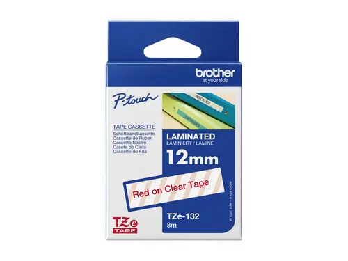 Консуматив, Brother TZe-132 Tape Red on Clear, Laminated, 12mm, 8m - Eco