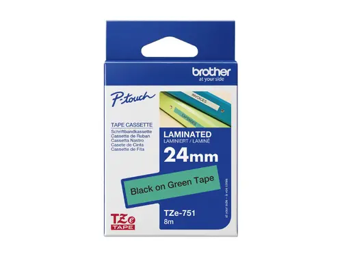 Консуматив, Brother TZe-751 Tape Black on Green, Laminated, 24mm, 8 m - Eco Консуматив, Brother TZe-751 Tape Black on Green, Laminated, 24mm, 8 m - Eco