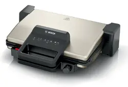 Контактен грил, Bosch TCG3302, Contact grill 3 in 1, 2000 W,  Removable aluminum grill plates with non-stick ceramic coating, silver