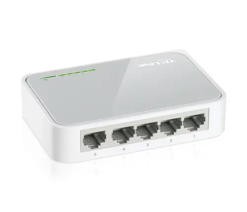 Switch TP-Link TL-SF1005D, 5-Port RJ45 10/100Mbps desktop switch, Fanless, Auto Negotiation/Auto MDI/MDIX, Plastic case