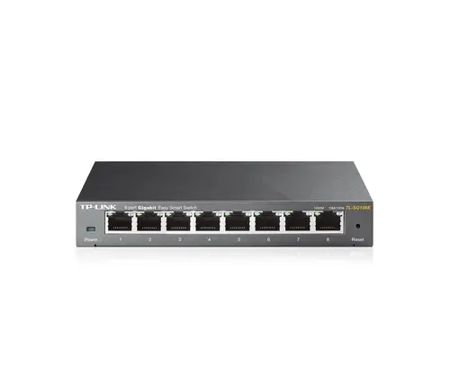TP-Link TL-SG108E 8-Port Gigabit Easy Smart Switch, 8 x 10/100/1000Mbps RJ45 ports, MTU/Port/Tag-based VLAN, QoS, IGMP Snooping, Port Mirroring, Loop Prevention, Cable Diagnostics, Storm Control, metal casing, Green Technology