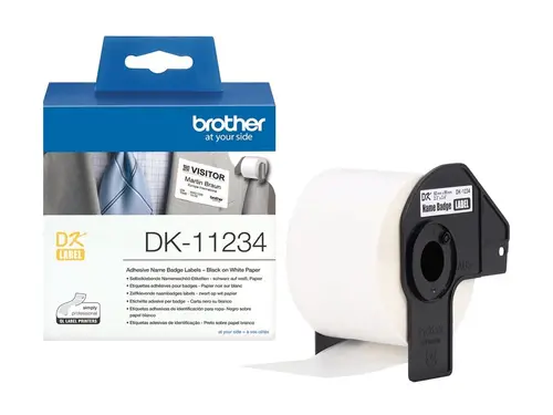 Консуматив, Brother DK-11234 Adhesive Visitor Badge Label Roll - Black on White, 60mm x 86mm Консуматив, Brother DK-11234 Adhesive Visitor Badge Label Roll - Black on White, 60mm x 86mm