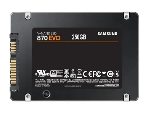 Твърд диск, Samsung SSD 870 EVO 250GB Int. 2.5" SATA, V-NAND 3bit MLC, Read up to 560MB/s, Write up to 530MB/s, MKX Controller, Cache Memory 512MB DDR4