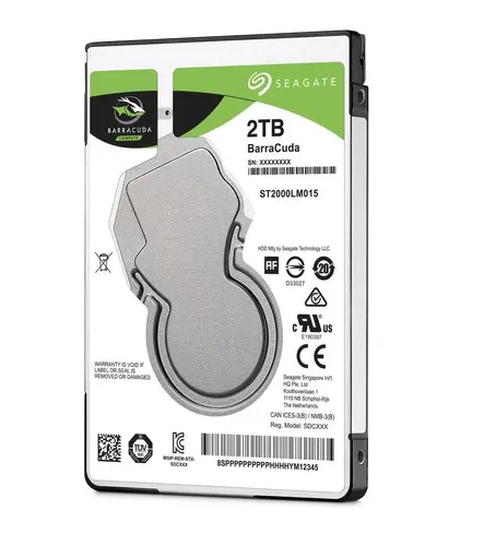 Твърд диск, Seagate BarraCuda Mobile 2000GB, SATA 6Gb/s 5400rpm 128MB 7mm