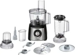 Кухненски робот, Bosch MCM3501M, Food processor, MultiTalent 3, 800 W, add. Mixer attachment, Chopper, Grinder, Dough Tool, Black, Brushed stainless steel