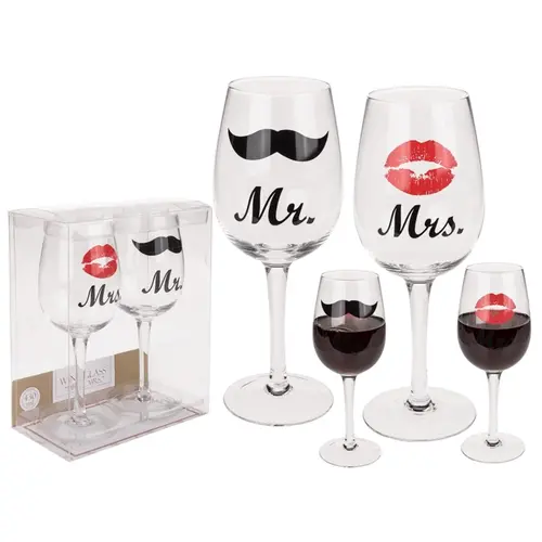 Комплект чаши за вино Mr. & Mrs., 430мл