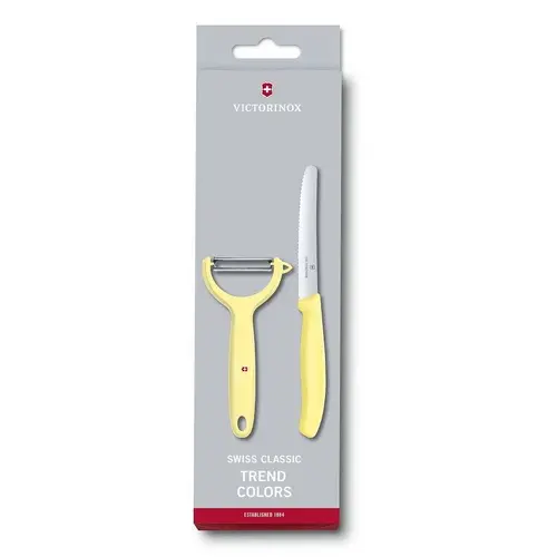 Комплект Victorinox Swiss Classic Trend Colors, нож и белачка, светложълт