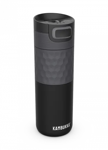 Термочаша ​от неръждаема стомана Kambukka Etna Grip с термокапак 3 в 1 Snapclean®, 500 мл, Black Steel