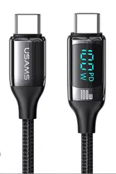 Кабел за бързо зареждане и данни USAMS SJ559 U78 Type-C To Type-C 100W PD, 480Mbps, 3м, черен
