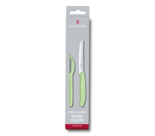 Комплект Victorinox Swiss Classic Trend Colors, нож и белачка, светлозелен