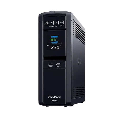 Енергоспестяващ UPS с AVR, цветен LCD дисплей и синусоидален изход (Active PFC съвместим), 1600VA/1000W, 6x Schuko, Runtime at 500W ( min ):9.7, Surge and Spike protection; слот за SNMP карта; CP1600EPFCLCD