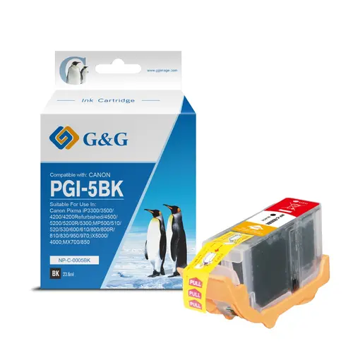 ГЛАВА ЗА CANON PIXMA IP 4200/5200/5200R/6600D/MP 500/800 - PGI-5BK (PGI5BK) - Pigment Black - Ink Tank - WITH CHIP / С ЧИП - RED BOX - /5/ - 0628B002 -  PN NP-C-0005BK(PG) - G&G