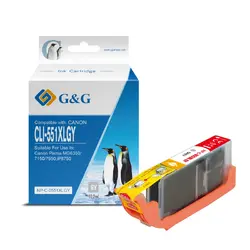 ГЛАВА ЗА CANON PIXMA IP 7250/PIXMA MG 5450/6350 - Grey - ink tank - WITH CHIP / С ЧИП - HIGH CAPACITY - /551/ - CLI-551XLGY (CLI551XLGY) -  6447B001AA  - PN NP-C-0551XLGY/C - G&G