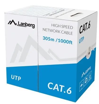 Кабел, Lanberg LAN cable UTP CAT.6 305m solid CCA, grey Кабел, Lanberg LAN cable UTP CAT.6 305m solid CCA, grey