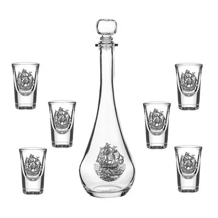 Сет 6 чаши+ бутилка кораб