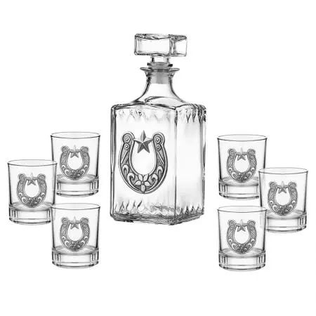 Сет от бутилка + 6 чаши за ракия с подкова