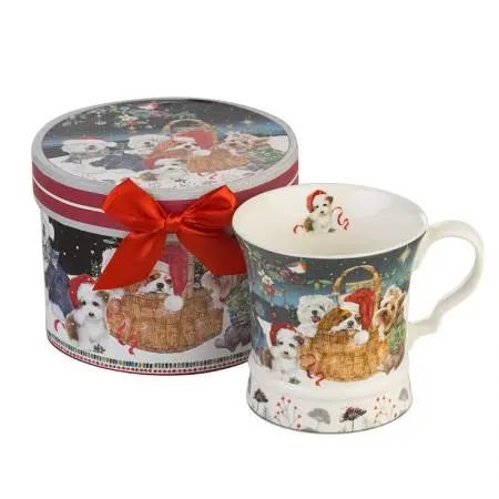 Коледна чаша с кученца