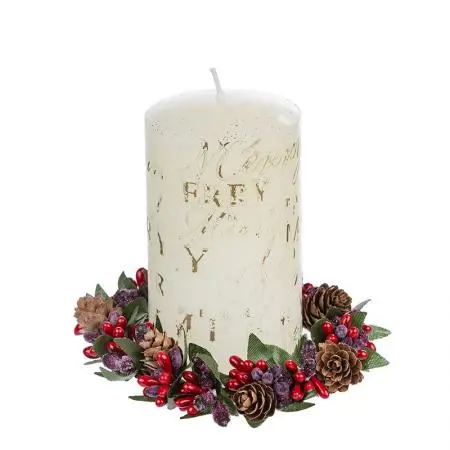 Коледен венец за свещ шишарки