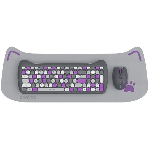 CANYON HSET-W6 EN Keyboard+Mouse Kitty Edition AAA+АА Wireless Violet