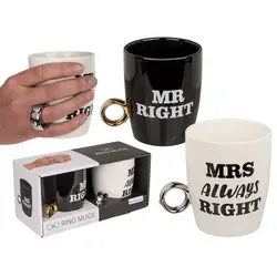 Комплект керамичини чаши Mr Right & Mrs Always Right, 370мл