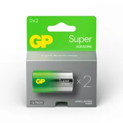 Алкална батерия GP SUPER LR20, 2 бр. в опаковка / блистер, 1.5V