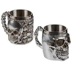 Посребрена чаша с вложка от неръждаема стомана Skull