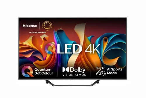 Телевизор, Hisense 55" A7NQ, 4K Ultra HD 3840x2160, QLED, FALD, Quantum Dot, HDR 10+, HLG, Dolby Vision, Dolby Atmos, Smart TV, Light sensor, WiFi 5GHz, WiFi Direct, BT, Anyview Cast, 3xHDMI, 2xUSB, LAN, CI+, DVB-T2/C/S2, Black