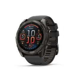 Garmin FĒNIX® 8 - 51 мм, AMOLED - FĒNIX® 8 - 51 мм, AMOLED, Sapphire - Carbon Gray DLC Titanium с Black/Pebble Gray силиконова каишка 010-02905-21