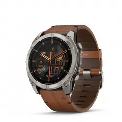 Garmin FĒNIX® 8 - 51 мм, AMOLED - FĒNIX® 8 - 51 мм, AMOLED, Sapphire - Titanium с Chestnut кожена каишка 010-02905-40