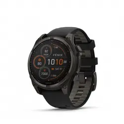 Garmin FĒNIX® 8 - 47 мм, SOLAR - FĒNIX® 8 - 47 мм Solar, Sapphire - Carbon Gray DLC Titanium с Black/Pebble Gray силиконова  010-02906-11