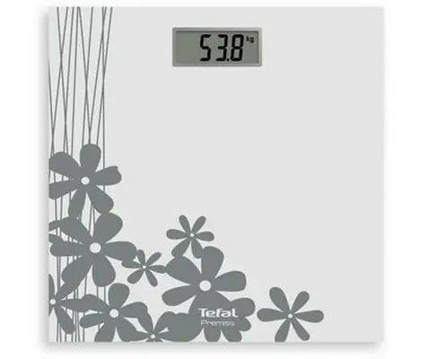 Везна, Tefal PP1430V0, Premiss Flower, glass platform (30x30x2cm), 150kg /100 g, display (65x28mm), 1 battery CR 2032