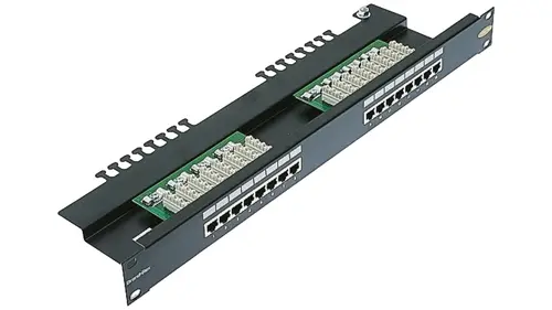 Пач панел Brand-Rex, 16 порта, cat.6, екраниран, 1U LSA IDC 568A/B, черен