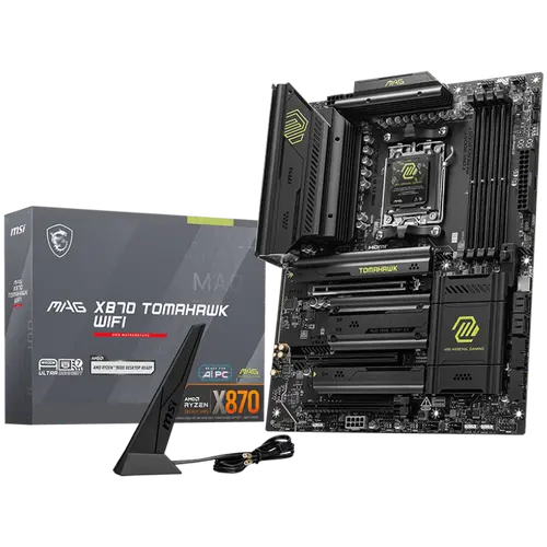 MSI MAG X870 TOMAHAWK WIFI, ATX,Socket AM5, AMD Tyzen 9000, Dual Channel DDR5 up to 8400+(OC)MHz, 3x PCIe x16 slots, 4x M.2 slot, 4xUSB 2.0, 3xUSB 5Gbps A, 2xUSB 10Gbps A, 1xUSB 10 Gbps C, 2xUSB 40Gbps C,1x HDMI, 2xDP, 5G LAN, 7.1 Audio, 3y warranty