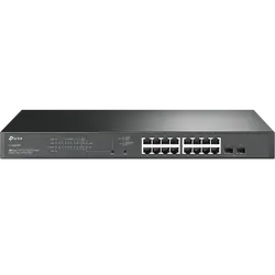 TP-Link SG2218P Omada 18-Port Gigabit Smart Switch with 16-Port PoE+, 16× Gigabit 802.3af/at PoE+ ports and 2× Gigabit SFP Slots, 150 W total PoE budget, Centralized cloud management via the web or the Omada app, Static Routing, VLAN, ACL, QoS, IGM