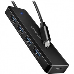 AXAGON HUE-C1C 4x USB3.2 Gen 1 Travel hub, USB-C power IN, w. 20cm Type-C cable