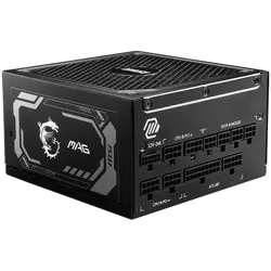 MSI MAG A1000GL PCIE5, 1000W, 80 PLUS Gold, 135mm FDB Fan, Protections: OCP/OVP/OPP/OTP/SCP/UVP, Active PFC Design, Flat Cables, Dimensions: 150mmx150mmx86mm, 7Y Warranty