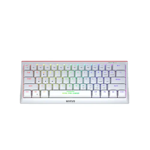 Marvo геймърска клавиатура Gaming Mechanical keyboard 61 keys TKL Hecate 61R WH - KG962G White - RED switches, RGB