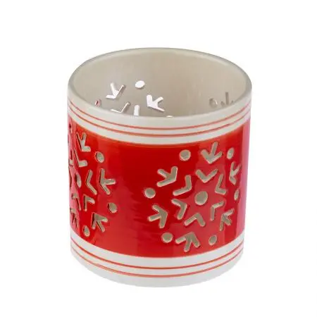 Свещник снежинки червен