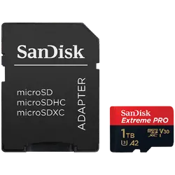 SANDISK Extreme PRO microSDXC 1TB + SD Adapter + 2 years RescuePRO Deluxe up to 200MB/s & 140MB/s Read/Write speeds A2 C10 V30 UHS-I U3